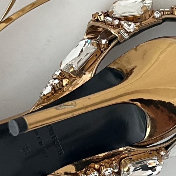 TOM FORD Metallic Crystal Ankle-Tie Sandals - Picture 3 of 4